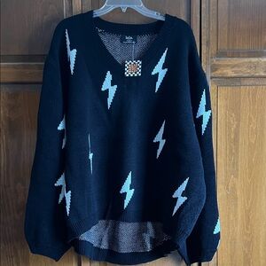 Black Lightning Bolt Sweater